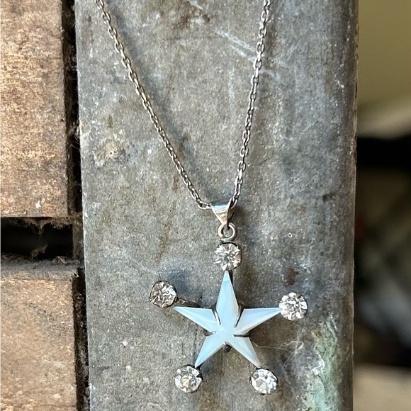 Antique Sterling and Opaline Bracelet and Necklace set - Picture 3 of 8